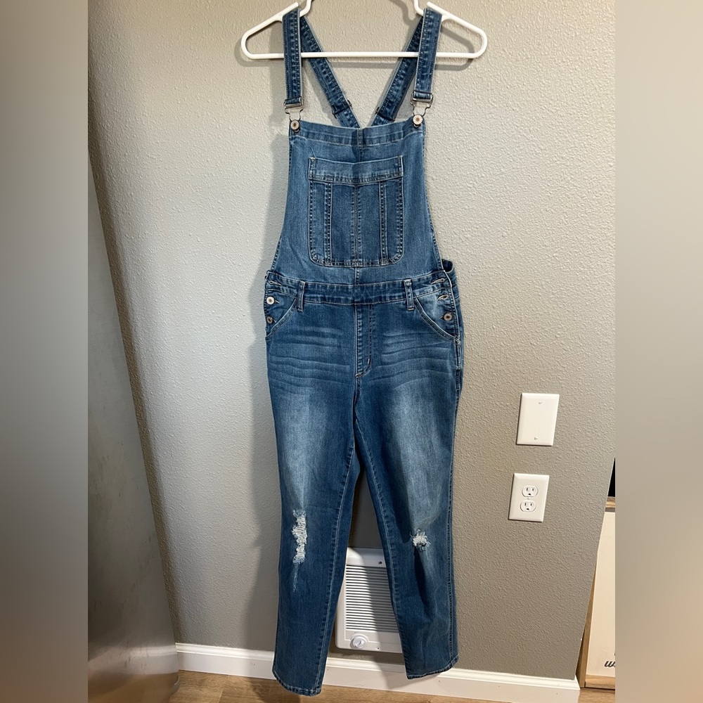 KanCan Women’s Blue Denim Overalls - Classic Indigo